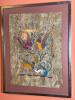 34X26" Framed Folk Art Painting on Handmade Bark Paper