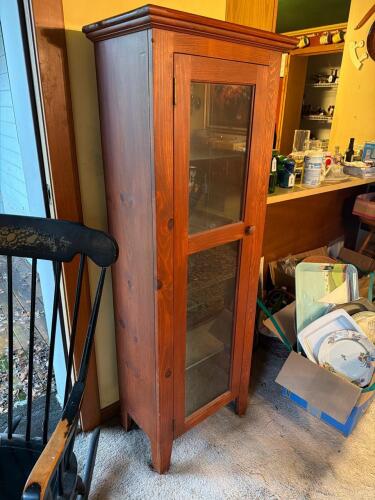 Wood Display Cabinet With Glass Door