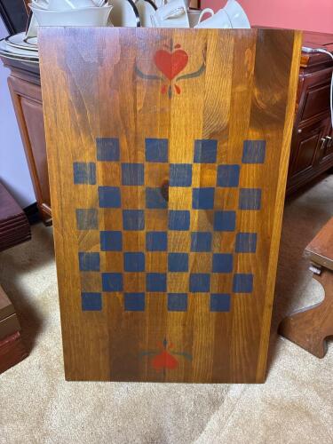 Handmade Folk Art Wooden Checkerboard Game Board