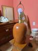 Large Terracotta-Style Table Lamp, Bulbous Base