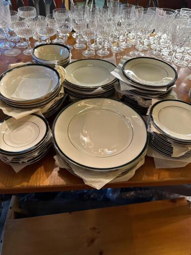 Lenox Black Royale Dinnerware Plates and Bowls - 82 pieces