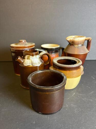 Vintage Brown Drip Glaze Miniature Stoneware Collection