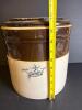 Stoneware Crock with Lid, Brown and Tan, Crown Mark - 2