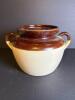 Stoneware Bean Pot Crock with Double Handles Brown Glaze