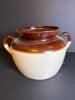 Stoneware Bean Pot Crock with Double Handles Brown Glaze - 6