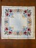 33" Square Embroidered Floral Tablecloth in Folk-Art Style
