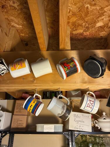 Assorted Ceramic and Glass Coffee Mugs, Mixed Designs