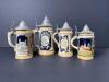 German Relief Beer Steins With Pewter Lids, Folk Art Style - 2
