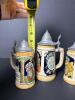 German Relief Beer Steins With Pewter Lids, Folk Art Style - 9