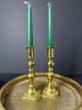 Brass Candlestick Holders, Ornate Brass Plates and Tray Set - 4