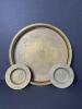 Brass Candlestick Holders, Ornate Brass Plates and Tray Set - 7
