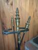 Brass and Iron Fireplace Tools Set with Stand - 6