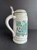 Porcelain Beer Stein with Floral Design and Pewter Lid