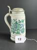 Porcelain Beer Stein with Floral Design and Pewter Lid - 9