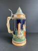 German Beer Stein With Pewter Lid in Relief-Decorated Style