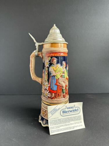 Gerz German Beer Stein with Pewter Lid and Musical Base