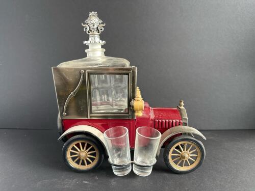 Vintage Model T Automobile Decanter Set with Shot Glasses
