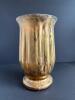 Amber Glass Pedestal Vase with Gold Finish