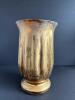 Amber Glass Pedestal Vase with Gold Finish - 2