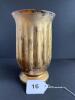 Amber Glass Pedestal Vase with Gold Finish - 8