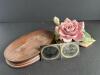 Andrea by Sadek Pink Porcelain Rose on Wood Base