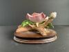 Andrea by Sadek Pink Porcelain Rose on Wood Base - 5