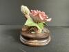 Andrea by Sadek Pink Porcelain Rose on Wood Base - 6