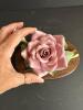 Andrea by Sadek Pink Porcelain Rose on Wood Base - 7