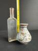 Hand-Painted Portuguese Filler Vase and Antique Glass Bottle - 2