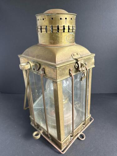 Viking Brass Kerosene Lantern with Glass Panels