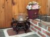 Wooden Plant Stand, Glass Bowl, Metal Insert, Faux Floral Arrangement - 2