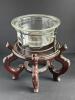 Wooden Plant Stand, Glass Bowl, Metal Insert, Faux Floral Arrangement - 6