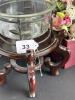 Wooden Plant Stand, Glass Bowl, Metal Insert, Faux Floral Arrangement - 9