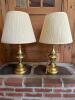Pair of Brass Table Lamps with Pleated Shades