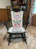 Windsor-Style Black Painted Rocking Chair With Gold Stenciling