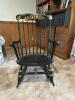 Windsor-Style Black Painted Rocking Chair With Gold Stenciling - 2