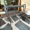 Two Lyon-Shaw Wrought Iron Patio Chairs and Glass-Top Side Table - 4