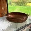 Hammered Copper Oval Pan With Brass-Tone Handles