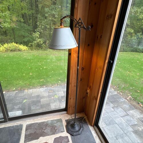 Metal Floor Lamp With Decorative Base and Shade