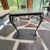 Lyon-Shaw Wrought Iron Patio Sofa and Glass Top Coffee Table - 5