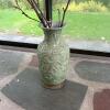 Green Glazed Vase with Wooden Stand and Decorative Branches - 2