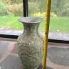 Green Glazed Vase with Wooden Stand and Decorative Branches - 8