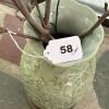Green Glazed Vase with Wooden Stand and Decorative Branches - 10