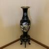 Mother of Pearl Inlaid Floor Vase with Stand