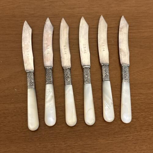 Set of Six Pearl-Handled Fruit Knives