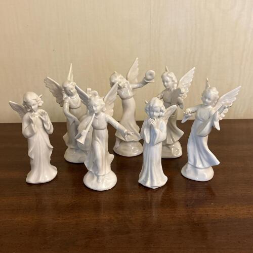 Seven Dresden Germany Porcelain Angel Figurines