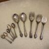 Assorted Silver Plate and Stainless Serving Trays and Utensils - 11