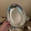 Assorted Silver Plate and Stainless Serving Trays and Utensils - 20