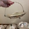 Assorted Silver Plate and Stainless Serving Trays and Utensils - 21