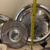 Assorted Silver Plate and Stainless Serving Trays and Utensils - 26